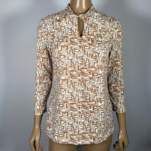 J. McLaughlin Women’s Size Small Catalina Cloth Geometric Keyhole Neck Top